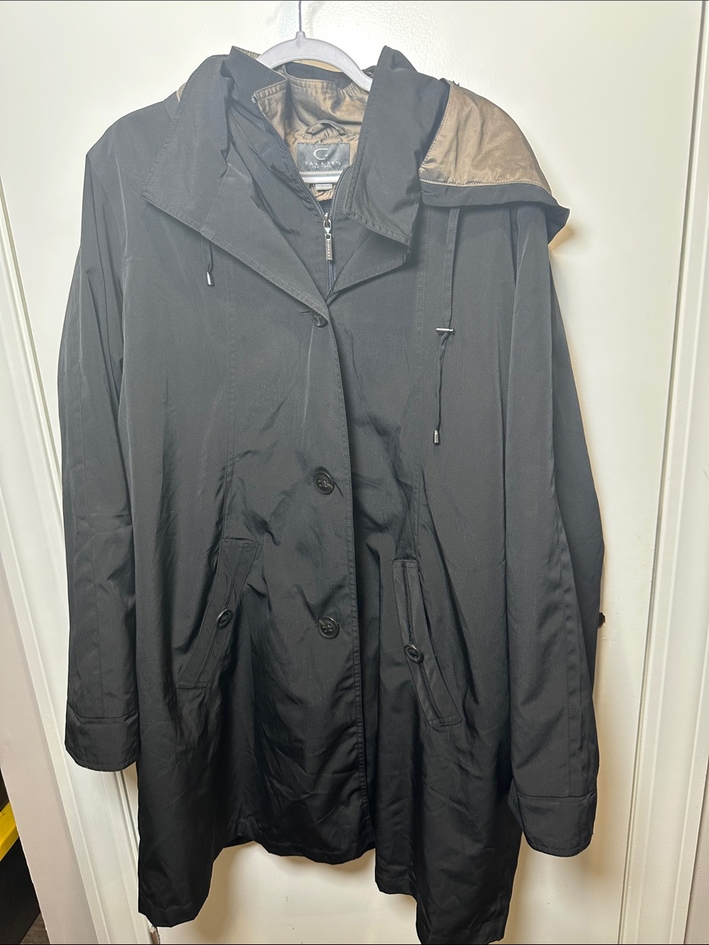 Gallery Black Hooded Trench Coat (100)